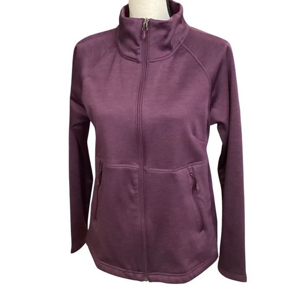 Kirkland Signature Full Zip Fleece Lined Jacket Sweater, Eggplant Color SMALL - Picture 1 of 10